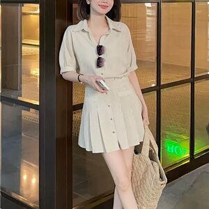 Cream Button-Up Dress